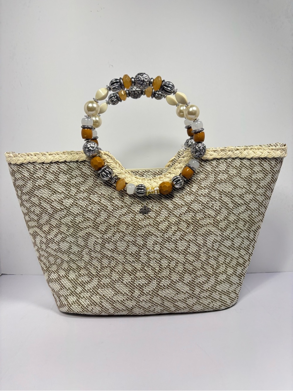 ✨Cappelli Straworld Wh Bead Handle Bag